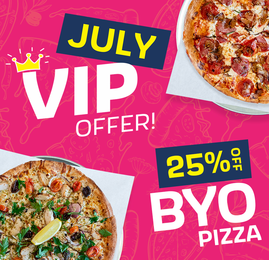 Pizza Town 25% off build your own pizza month of july 2026